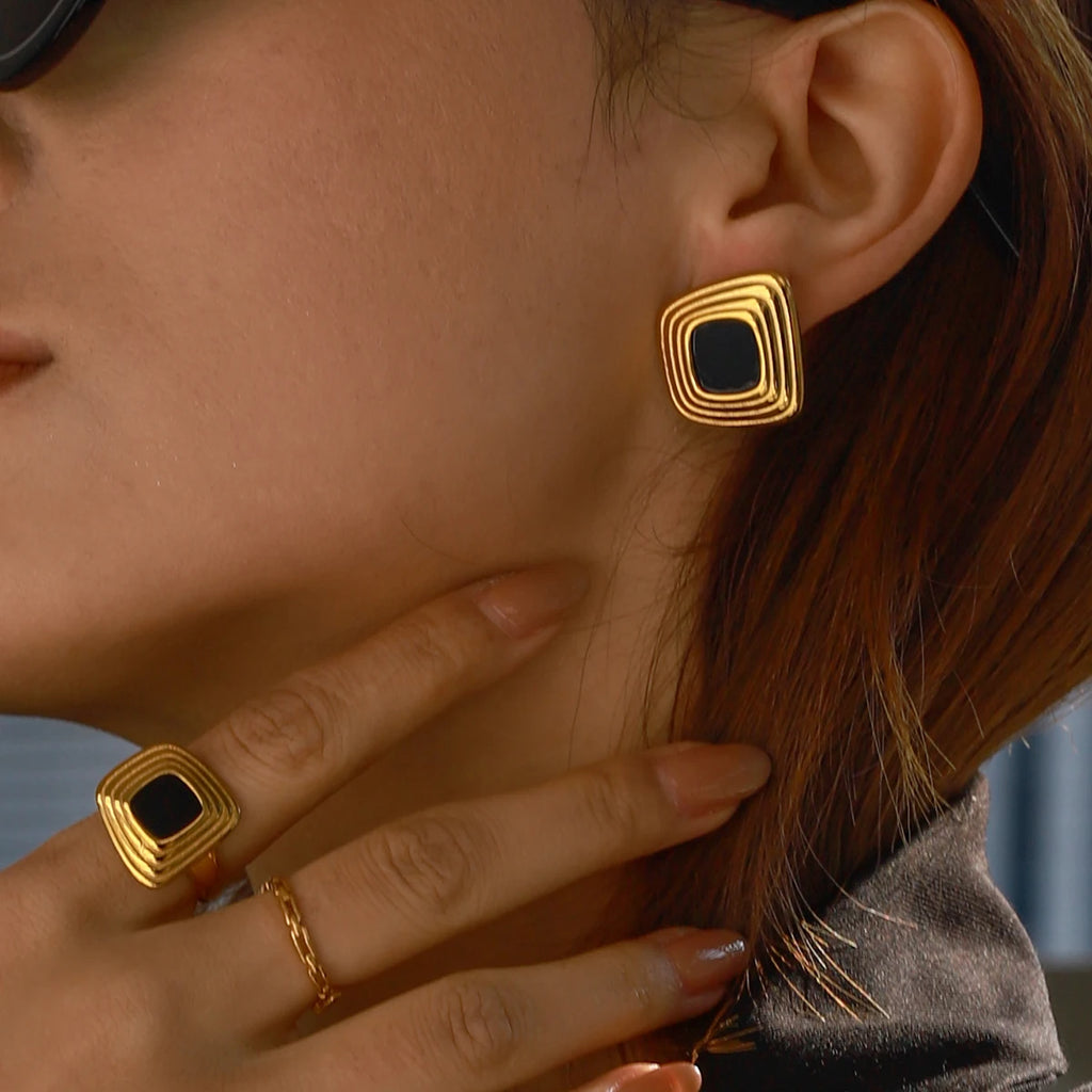 Golden Frame Earrings