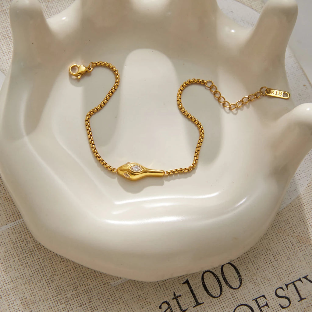 Golden Snake Charm Bracelet
