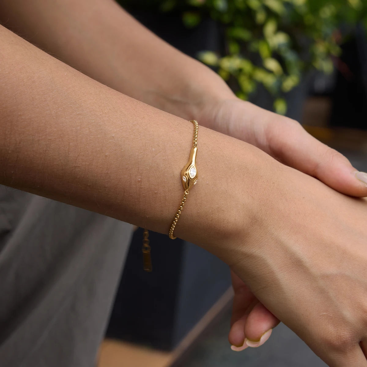 Golden Snake Charm Bracelet