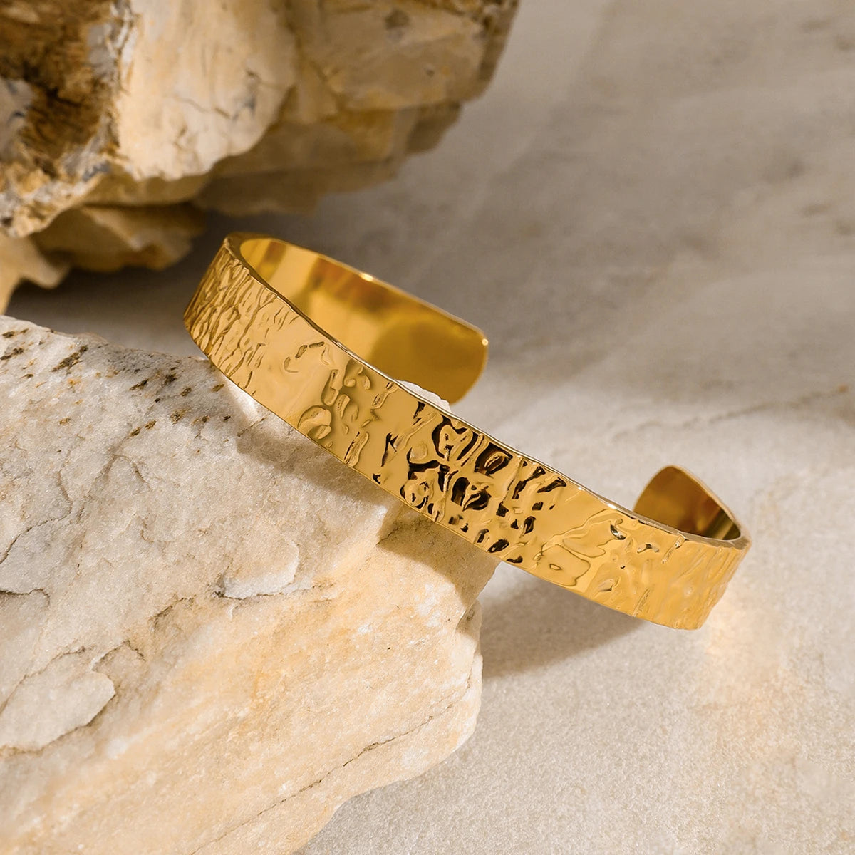 Golden Textured Cuff Bracelet