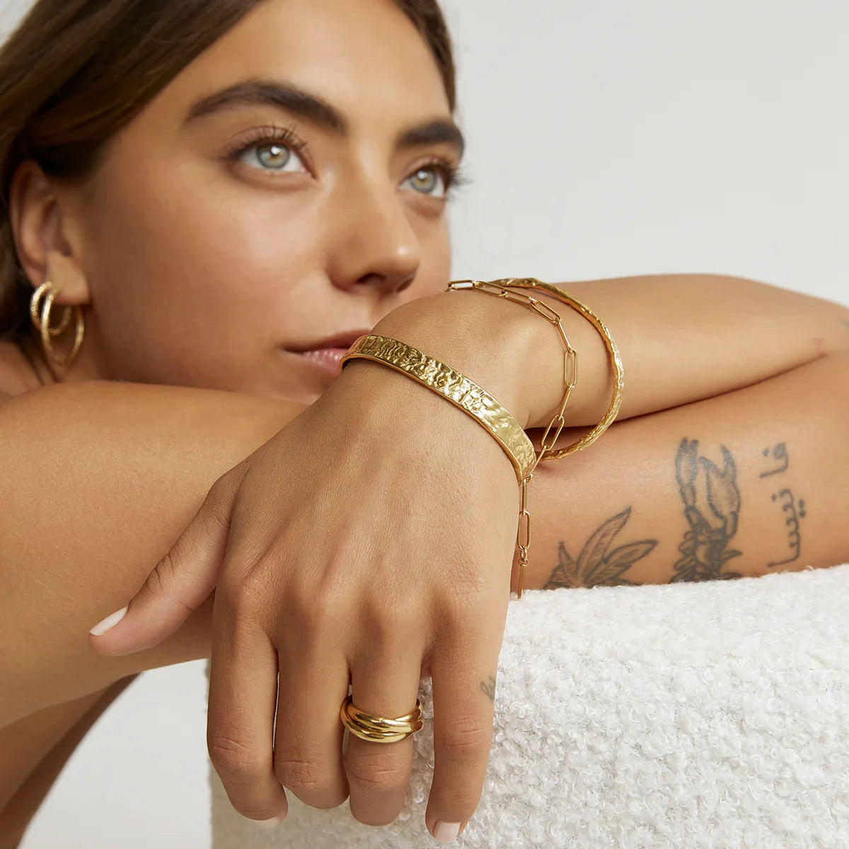 Golden Textured Cuff Bracelet