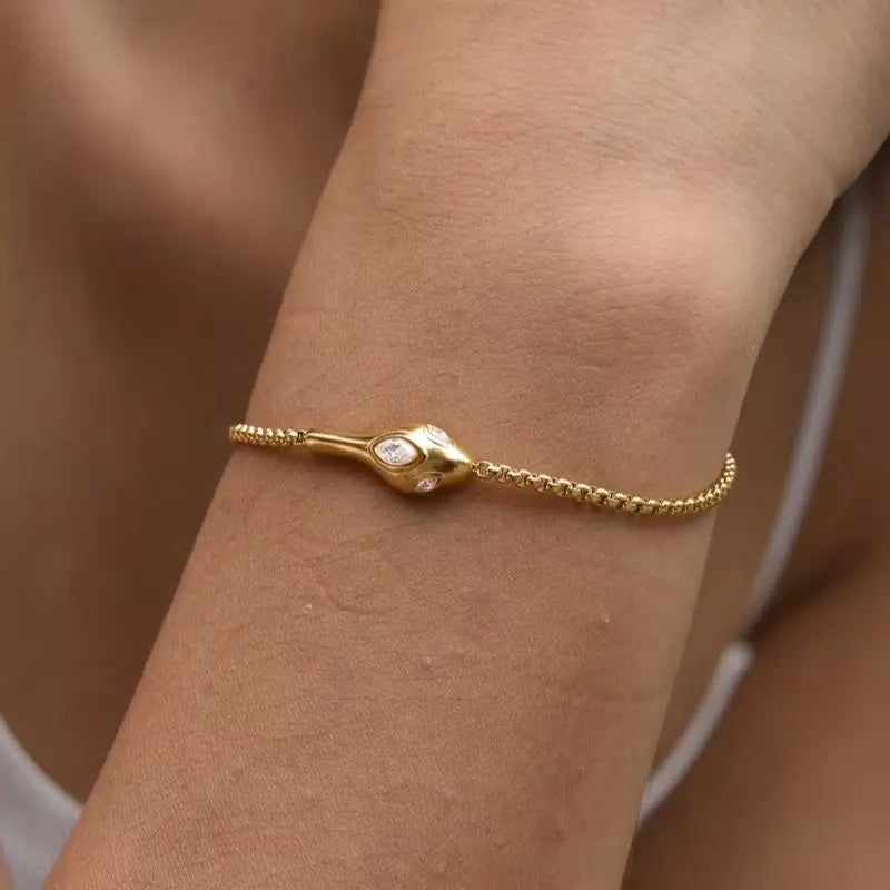 Golden Snake Charm Bracelet