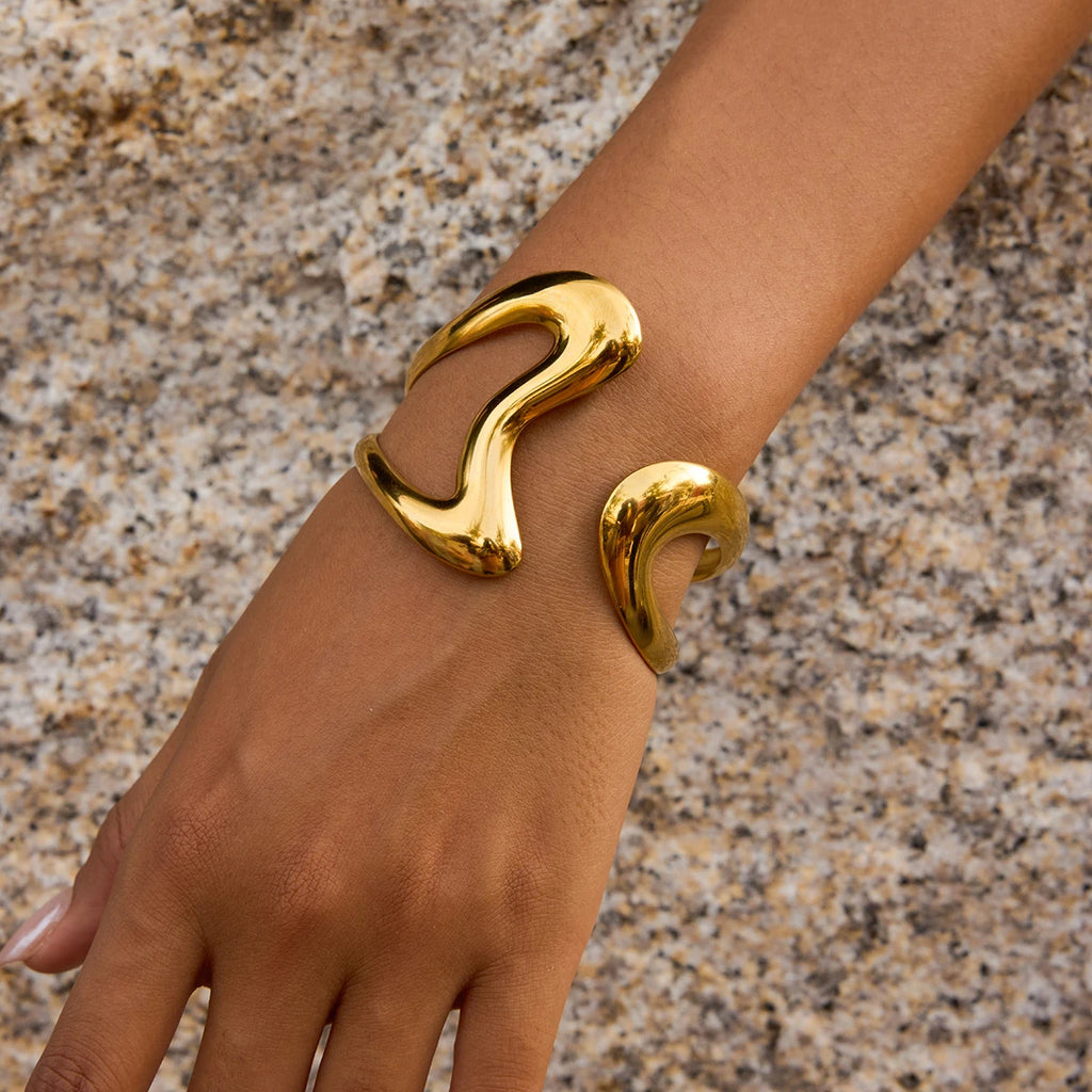 Golden Wave Cuff Bracelet