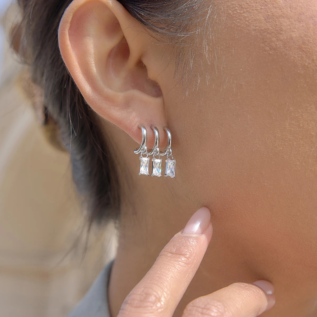 Triple Spark Earrings