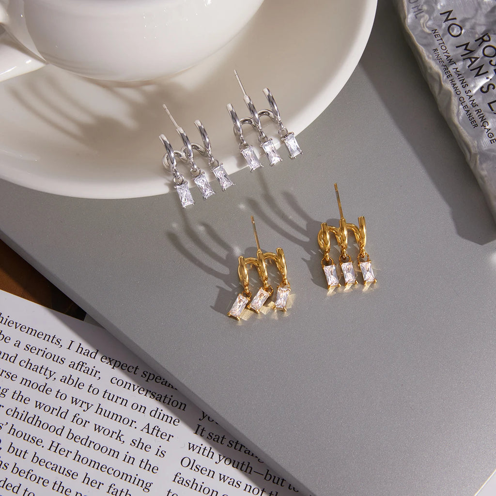 Triple Spark Earrings