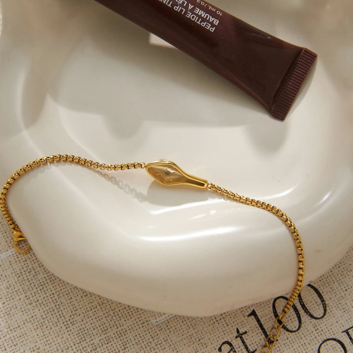 Golden Snake Charm Bracelet