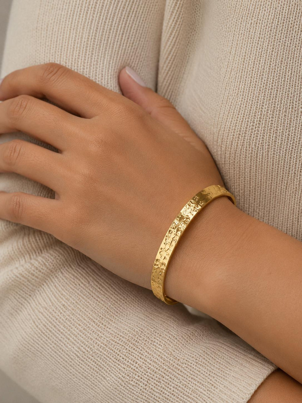 Golden Textured Cuff Bracelet