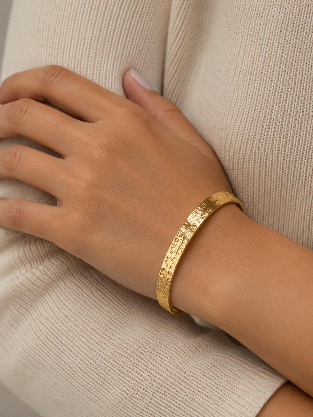 Golden Textured Cuff Bracelet